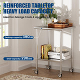 Chingoo Stainless Steel Work Table with Wheels, 24x24 Inch NSF Kitchen Prep Table with Adjustable Undershelf for Commercial Restaurant, Garage, Outdoor BBQ