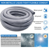 Liquid-Tight Conduit 50 ft and 8 Pieces of Connector Kit,Electrical Conduit 1/2 Flexible Non Metallic Conduit UL Certification,Flexible Conduit with 5 Straight and 3 Degree Conduit Connector Fittings