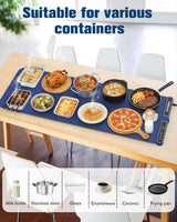 Warming Mat for Food Extra Large 39.4”X15”, 8S Rapid Heating Electric Warming Tray with 9 Temp Setting and 6H Timer, Food Warming Pad, Portable Food Warmers for Parties Buffet, Blue