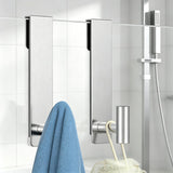 HUFEEOH Shower Towel Hooks, 7.5-Inch Extended Over Glass Shower Door Hanger for Towels & Robes, Rustproof Bathroom Towel Rack, 2-Pack (Silver, T Shape)