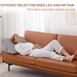 Bedluxe Knee Wedge Pillow, Memory Foam Leg Pillow Knee Pillow for Back Sleeping, Wedge Pillows for Legs Post Surgery, Triangle Pillow for Knee Support, Leg Elevation, Knees Hip Back Pain Relief, Grey