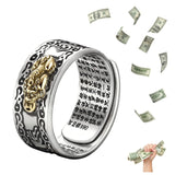 HETICA Feng Shui Pixiu Mantra Amulet Lucky Adjustable Ring