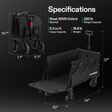 VIVOSUN Collapsible Wagon with Tailgate, 320lb Load-Bearing Outdoor Utility with All-Terrain Wheels, Adjustable Handle, Cup Holders for Camping, Shopping, Garden, Sports, Picnic, Black