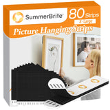 SummerBrite XL Picture Hanging Strips Heavy Duty, 80 Strips Damage Free Removal Picture Hangers for Wall, Sticky Hook & Loop Adhesive Strips for Poster/Picture/Home/Office, 40 Pairs/X-Large, Black