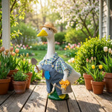 HALSHI Gardener Goose Outfit, Fits Large 23" H Cement Plastic Goose Statue, Spring Porch Goose Clothes with Hat, Felt Tools, Watering Can & Flower for Outdoor Garden Yard Patio Art Decor