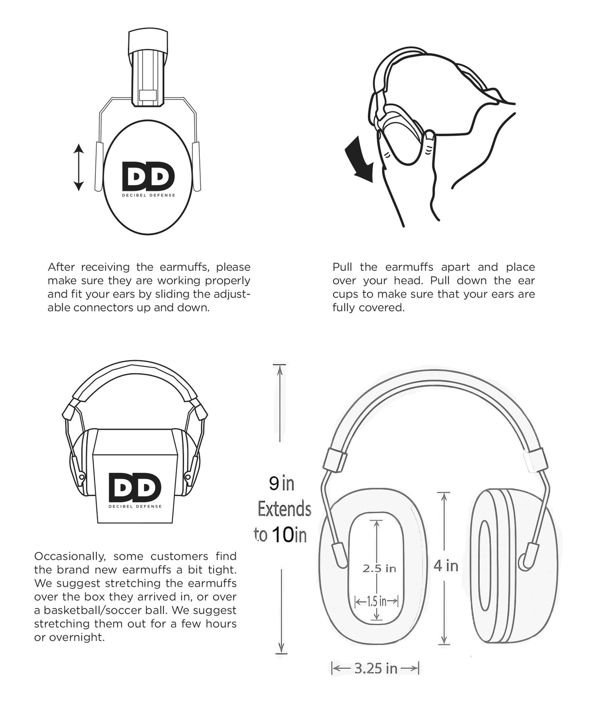 DECIBEL DEFENSE Professional Safety Ear Muffs 37dB NRR - The HIGHEST Rated & MOST COMFORTABLE Ear Protection For Shooting & Industrial Use - THE BEST HEARING PROTECTION...GUARANTEED (WHITE)