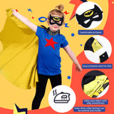 AnRuk Superhero Capes Set for Kids, Hero Caps and Masks for 3-12 Year Old Boys and Girls, Cartoon Dress Up for Holiday Halloween, Costumes Party Supplies Christmas and Brithday Gifts.