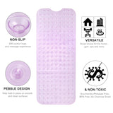 YINENN Bath and Shower Safety Mats 40x16 inch, Non Slip with Suction Cups for Bathroom Stall and Tub Floor, Extra Large and Machine Washable, Drain Holes Keep Bathtub Clean, Purple