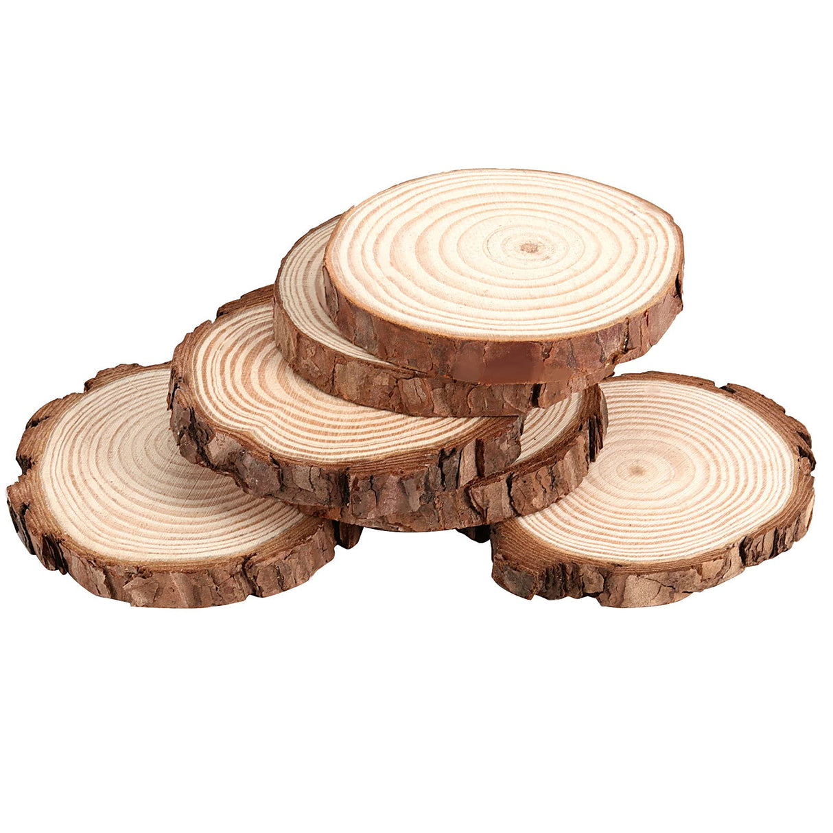 JOIKIT 50 PCS 3.5-4 Inches Natural Wood Slices, Unfinished Natural Wood Coasters, Wood Rounds Circles for Arts and Crafts, DIY, Christmas Ornaments, Rustic Wedding