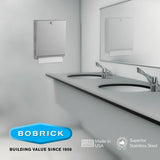 Bobrick B-2620 Surface Mounted Paper Towel Dispenser - Stainless Steel Commercial Bathroom Towel Dispenser with Knob-Latch 400 C-Fold or 525 Multifold Capacity