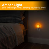 GE Sleeplite Night Lights Plug Into Wall, Dusk to Dawn Sensor, Ambient Lighting, Sleep Aid, Bathroom Décor, LED Lights for Bedroom, Apartment Essentials, Smart Home,86153, Amber, 4 Pack