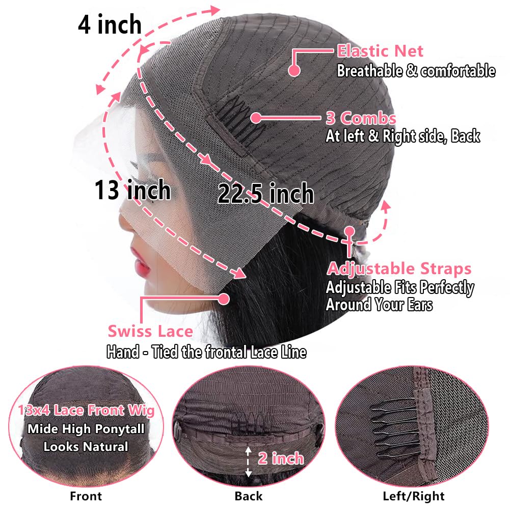 ABALON FB/27 28 Inch Highlight Balayage Lace Front Wig Human Hair 13x4 HD Lace Frontal Wigs Human Hair Body Wave Wig 200% Density Ombre Glueless Wigs Human Hair Pre Plucked with Baby Hair for Women