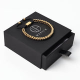 WP WEPICK 18K Gold-Plated Bracelets for Men Franco Link Chain Adjustable