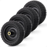 Gorilla Carts 4- Pack 10 Inch No-Flat Replacement Wheels, Heavy Duty Solid Tire - Airless Polyurethane Tires w/ 2.16” Hub, 5/8” Bore for Lawn & Garden Utility Cart and Hand Truck