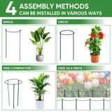 HiGift 10 Pack 24" H x 10" W Tall Plant Support Stakes, Half Round Metal Peony Cages and Supports, Monstera Plant Support Snake Plant Stake Flower Support Ring for Tomato, Hydrangea Outdoor Indoor