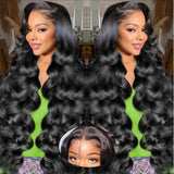 JIELIFA 28 Inch Glueless Wigs Human Hair Pre Plucked Pre Cut 180% Density Wear and Go Glueless Wig 13x4 HD Body Wave Lace Front Wigs Human Hair for Women Frontal Wig with Baby Hair