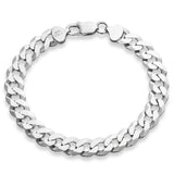 Miabella Italian 925 Sterling Silver Solid 9mm Diamond-Cut Cuban Link Curb Chain Bracelet for Men, Made in Italy (Length 8 Inches)