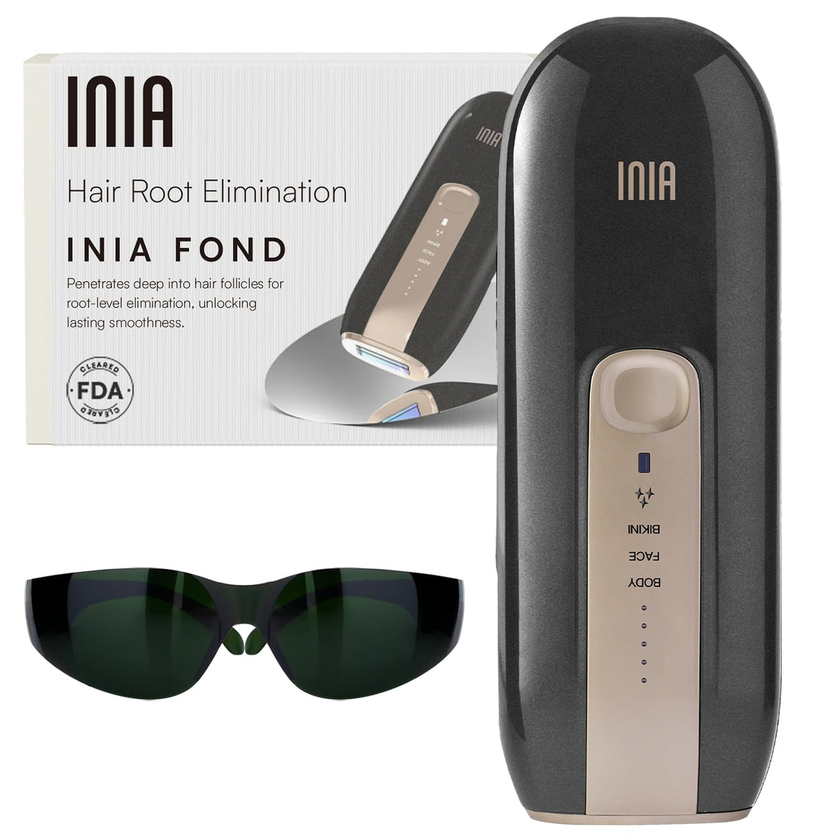 Laser Hair Removal Device for Women and Men, INIA Fond Hair Remover with Long-Lasting in Hair Reduction for Body&Face, Safe at-home Results for Armpits, Bikini and Legs