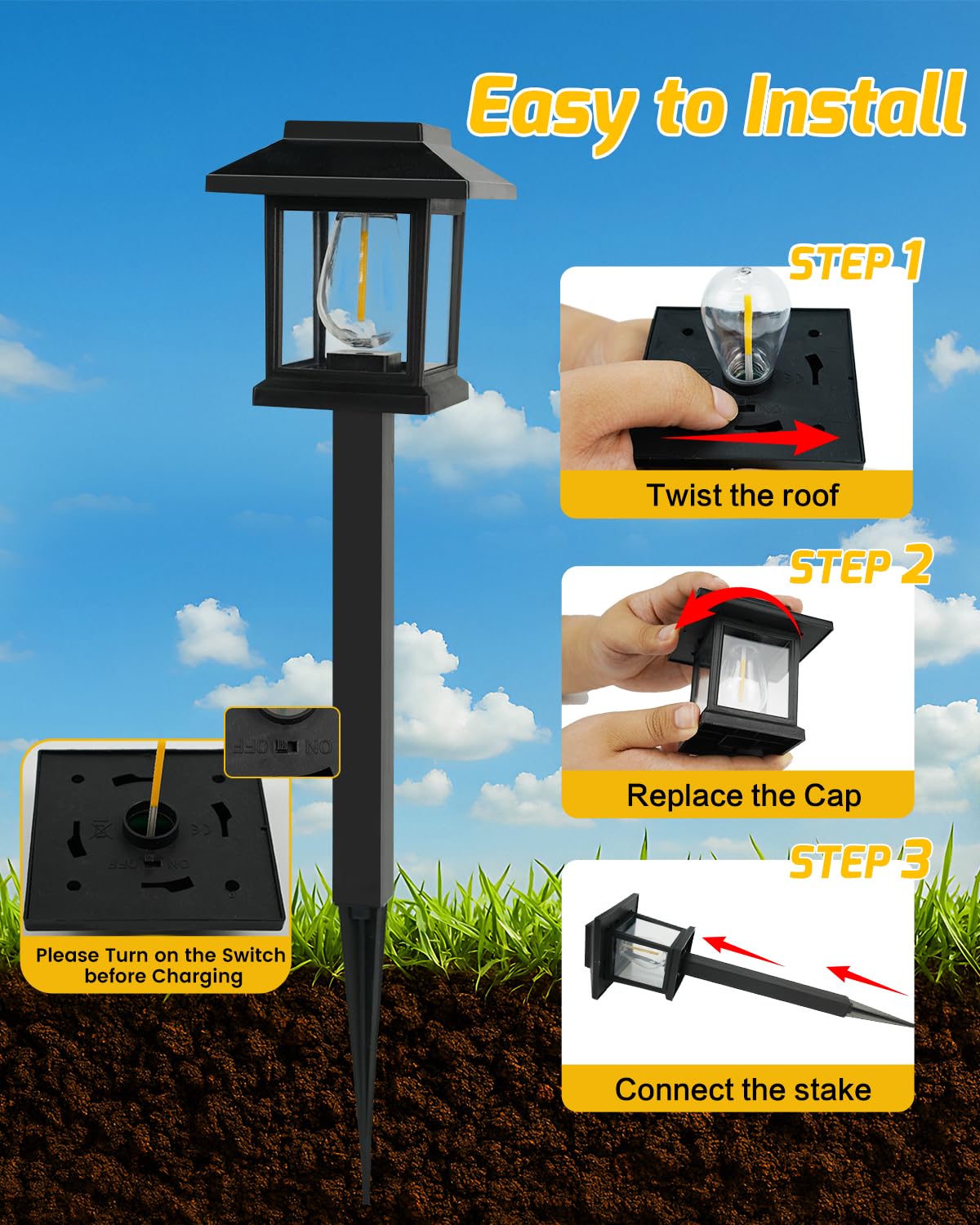 16-Pack Solar Lights Outdoor (Extra-Bright & Smart Auto On/Off), Solar Powered Garden Lights, Waterproof Solar Pathway Lights for Landscape, Path, Yard, Patio, Driveway, Walkway Decor (Cool White)