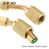 R410A Adapter 5/16" SAE Female Quick Couplers to 1/4" SAE Male Flare, 2 PC 45 Degree Angled Charging Vacuum Adapter, Used for R410a with Thimble Mini Split System, HVAC and Refrigeration Service