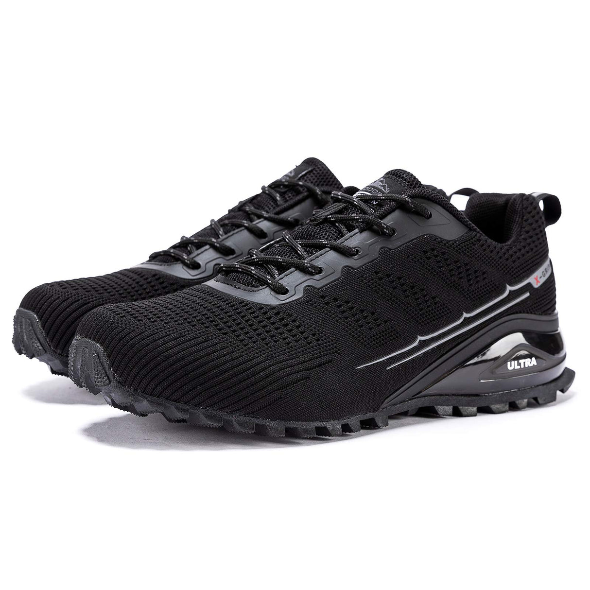 Kricely Men's Trail Running Shoes Fashion Hiking Sneakers for Men Tennis Cross Training Shoe Black Non-Slip Walking Footwear Size 7.5