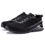 Kricely Men's Trail Running Shoes Fashion Hiking Sneakers for Men Tennis Cross Training Shoe Black Non-Slip Walking Footwear Size 7.5