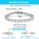 Gemsme 4.0MM Tennis Bracelets for Women - 18K White Gold Plated 4mm Round Cut Cubic Zirconia Classic Tennis Bracelet for Women/Men 7 inch
