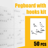 Spampur Peg Board, 8 Pack Metal Pegboard Panels with 50 Hooks, White Pegboards Wall Organizer, Peg Board for Walls Home, Garage Tool Storage, Office Organization, Craft Room,Christmas Gifts