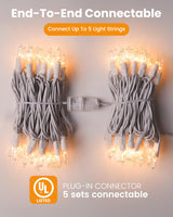 Minetom Clear Christmas String Lights 100 Count 26.5 Feet Incandescent Bulb Mini Lights for Indoor Xmas Tree Garland Birthday Wedding Party Festival Decoration, 2 Pack White Wire