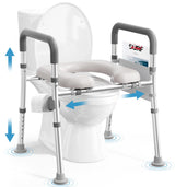 Soundfuse Toilet Seat Riser for Seniors, FSA HSA Eligible Raised Toilet Seat with Handles, Adjustable Height & Width, 400lb Handicap Elevated Toilet Seat, Fit Any Toilet