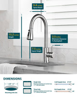 Hiqufet Kitchen Faucet with Pull Down Sprayer, Brushed Nickel High Arc Single Handle Kitchen Sink Faucet for Pot Filler, Stainless Steel Commercial Modern Rv Farmhouse Camper Laundry Bar Sink Faucets