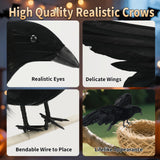 Black Fake Crows Halloween Decorations, Large Realistic Feather Black Crows