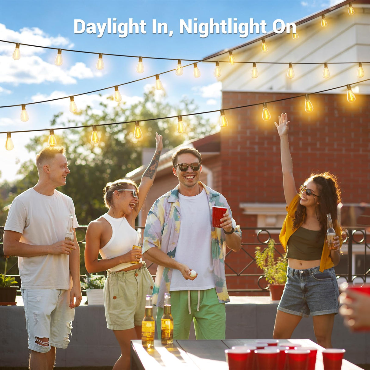Sikitul 100FT Solar String Lights Outdoor Waterproof, 35+1 LED Solar Powered Lights with Remote Control, 3 Light Modes & Dimmable, USB-C Charging for Patio, Backyard, Garden, Camping