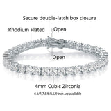 MDFUN 18k White Gold Plated CZ Tennis Bracelet, 4MM Cubic Zirconia Charm Bracelet for Women Men (7.0" tennis bracelet)
