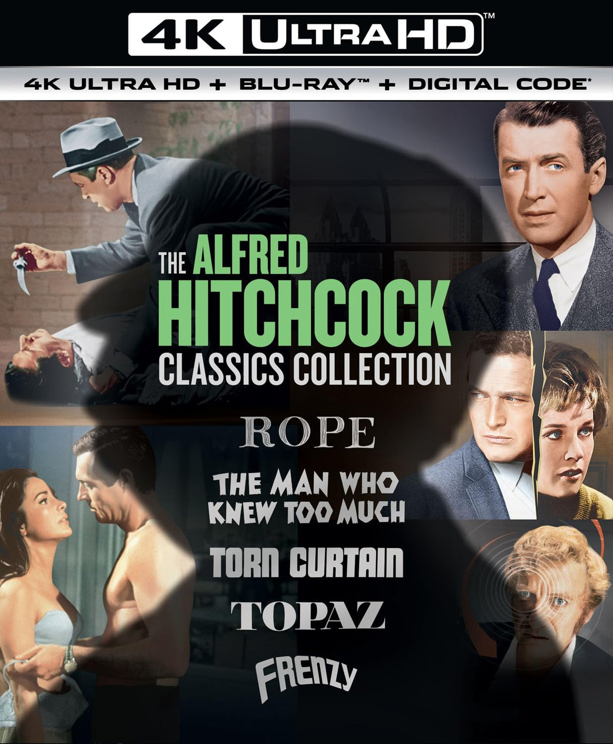 The Alfred Hitchcock Classics Collection (Rope / The Man Who Knew Too Much / Torn Curtain / Topaz / Frenzy) - 4K Ultra HD + Blu-ray + Digital [4K UHD]