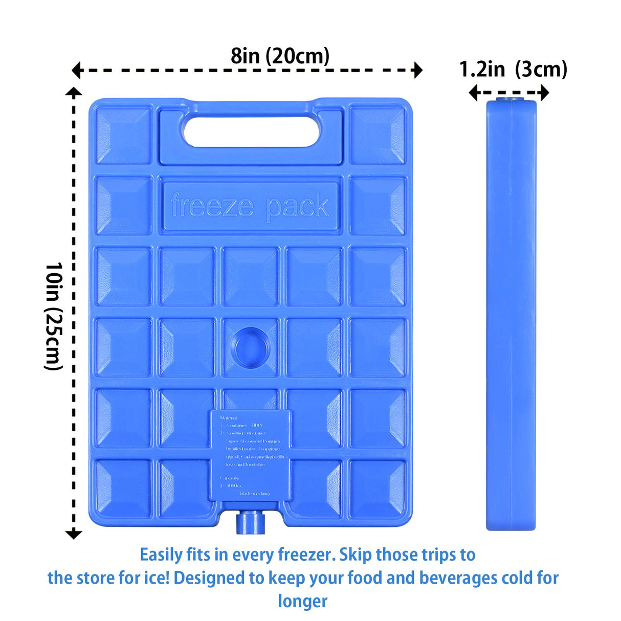REV. LANG Large Freezer Cold Ice Pack Block Ice Chest, Reusable Long Lasting Quick Freezes with A Handle, for Coolers Lunch Box/Bag(1000g Set of 2)