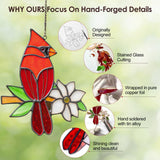 Calmpathz 2 Pcs Cardinal Stained Glass Window Hanging Suncatchers, Sympathy Gifts for Loss of Loved One, Unique Nana Grandma Memorial Gift, Bird Decor & Christmas Ornament (6 Inch)