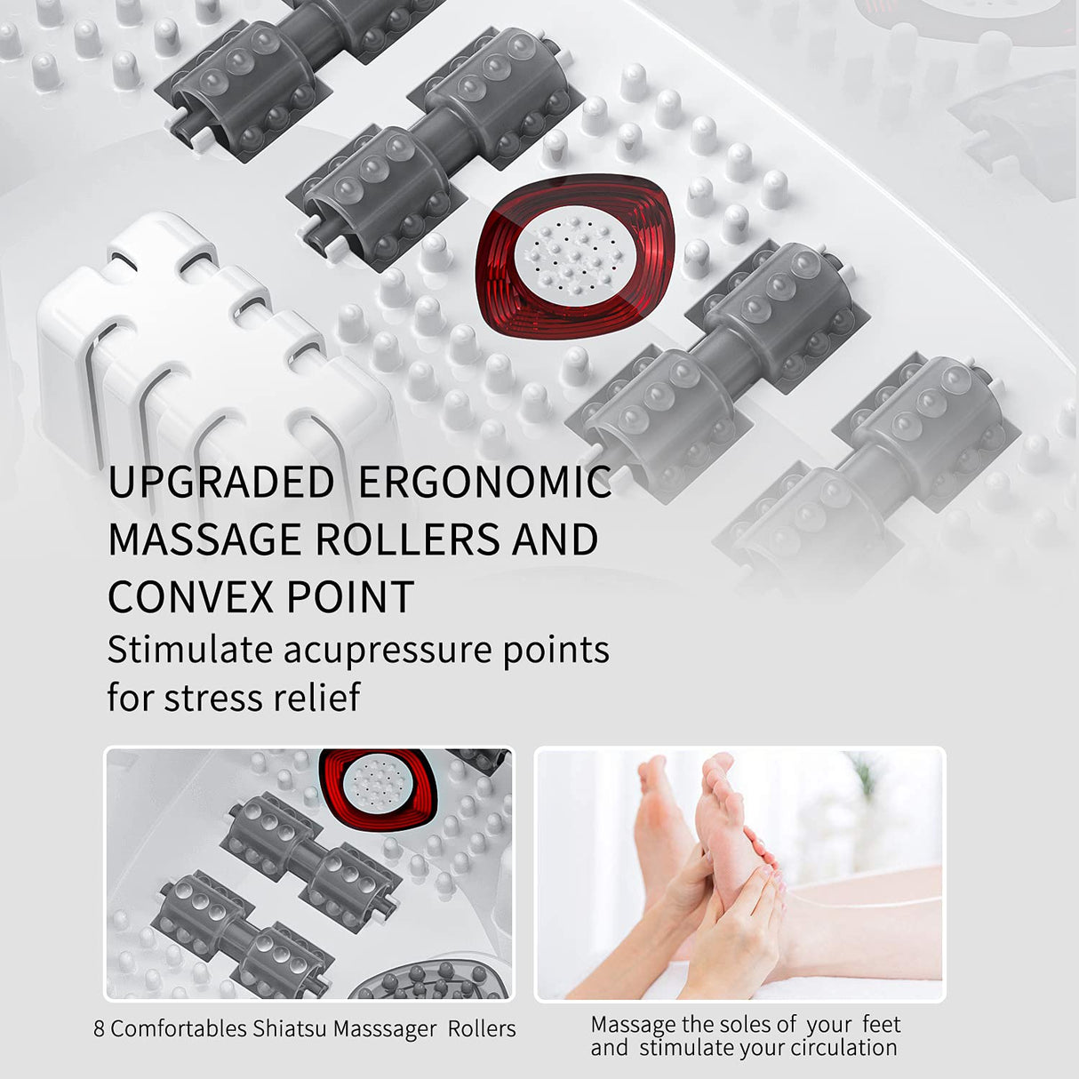 RIGHTMELL Foot Spa Bath Massager with Heat, Epsom Salt,Bubbles, Vibration and Red Light, Tub for Stress Relief,Foot Soaker Fathers Day Birthday Gifts for Mom Dad Women Men Her Him