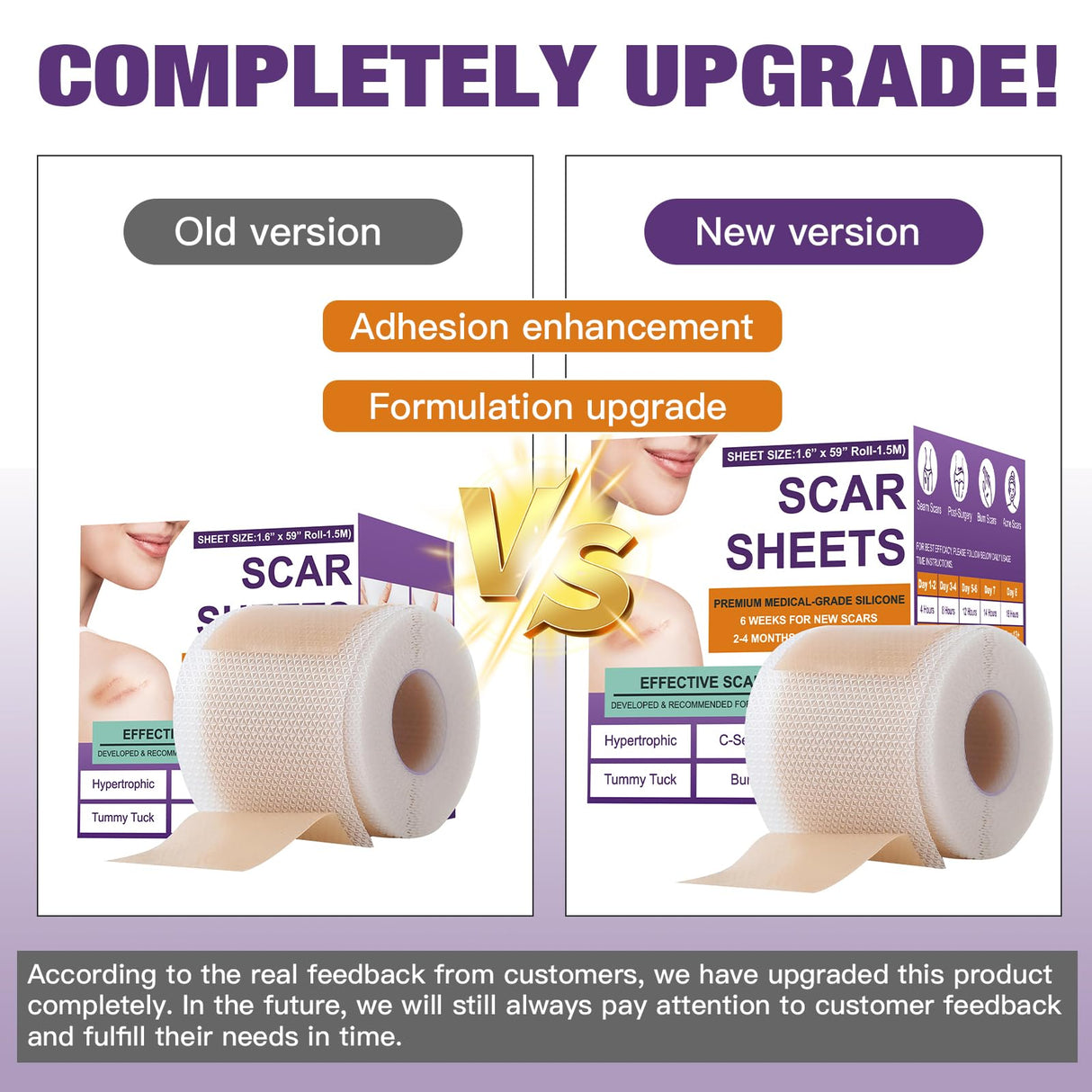 Silicone Scar Sheets,Silicone Scar Tape,Scar Tape for Surgical,C-Section,Tummy Tuck,Keloid(1.6"X 120" Roll-3M) Keloid Bump Removal