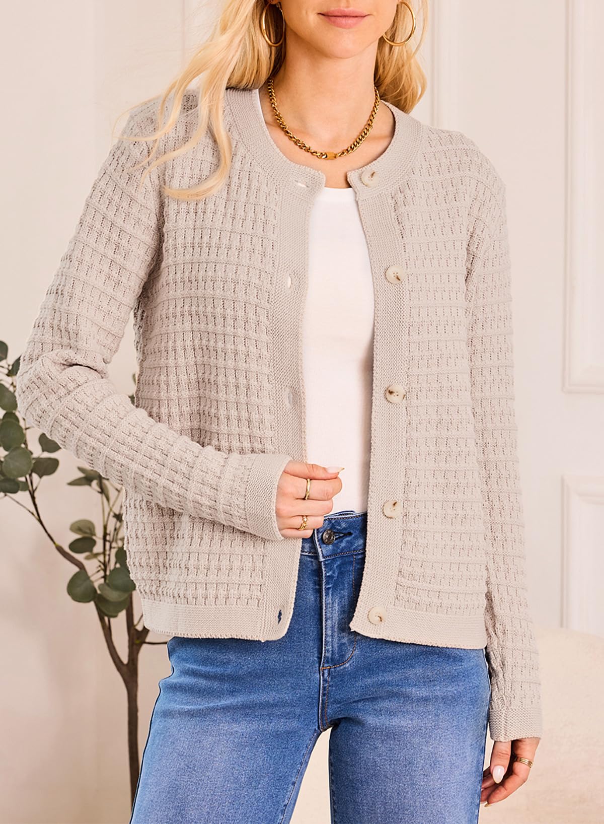 Dokotoo Ladies Knit Winter Cardigans for Women Long Sleeve Open Front Button Down Jackets Christmas Tops for Women 2025,Smoke Gray Medium