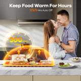 Food Warming Mat for Buffet,Electric Warming Tray with 4 Temperatures Setings and 1/3/5h Timer,Full Surface Heating Food Warmers for Parties Buffets Holidays Daily Use to Keep Food Warm(Orange)