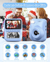 Kids Instant Print Camera, 3.0-inch HD Screen 32MP Photo Instant Digital Camera Christmas Birthday Gifts Toys for Children Girls Boys Age 3-12 - Blue
