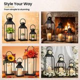 Decorative Metal Lanterns Indoor Outdoor, Set of 3 Outdoor Candle Holder