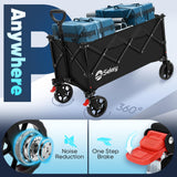 Sekey Collapsible Foldable Wagon with 300lbs Weight Capacity, Heavy Duty Folding Wagon Cart with Big All-Terrain Wheels.Black