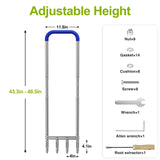 Knee-Friendly Manual Lawn Aerator Tool –Adjustable SUS304 Stainless Steel Core Aerator for Grass, Yard Aeration Tool with 4 Hollow Tines for Lawn Care and Compacted Soil,43.3"-48.5",Silver