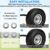 RRQ 4.10/3.50-4 Flat Free Tire and Wheel, 10" Heavy Duty Solid Tire, 2 Pack