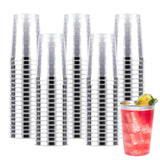 Goodluck 100PCS 10oz Plastic Cups for Party, Disposable Silver Plastic Cups, Cocktail Glasses for Wedding Thanksgiving, Christmas, and Parties