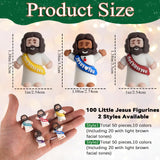 100pcs Little Jesus Figures in Bulk, Multicolor Mini Jesus Figurines Rubber Toys to Hide and Seek for Religious Party Favors , Sunday School Baptism, Christmas, Easter Egg Gifts for Kids, Man, Woman