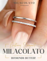 MILACOLATO 2Pcs S925 Sterling Silver Rings for Women Non Tarnish S7