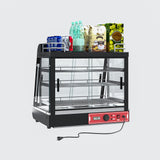27 inch Countertop Food Warmer Display Case, 3-Tier Commercial Food Warmers with Top Rack for Milk/Bottles for Pizza/Pretzel, 3-Color Lighting, w/Thermometer for Cafeteria Kitchen Restaurant